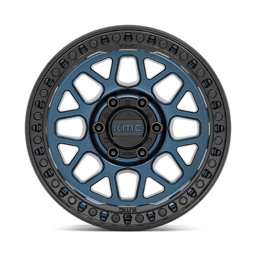 KMC Wheels KM549 18x9 6x135 Matte Black & Blue Off-Road Wheels - 18mm Offset (KM54989063918) | Perfect for Jeep Wrangler, Ford F-150 & Truck Customization