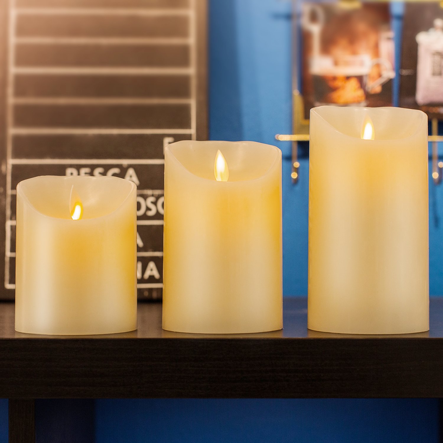 Pandaing 3-Pack LED Flameless Flickering Battery Candles with Remote & Timer - Real Wax Moving Wick Pillar Candles for Wedding, Christmas, Home Decor - Perfect for Romantic Dinners, Holiday Centerpieces & Cozy Ambiance