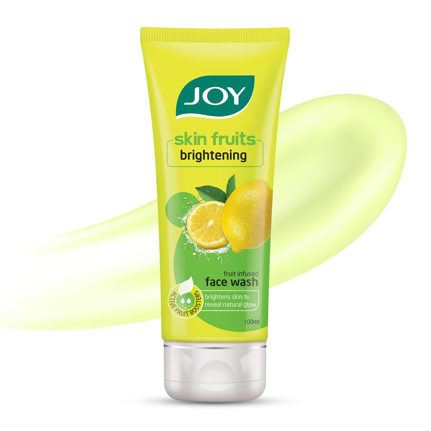 Joy Skin Fruits Lemon Brightening Face Wash 100ml with Vitamin C - Reduces Dark Spots, Oil & Dirt for Glowing Skin - Best for Normal to Oily Skin - Morning & Night Skincare Routine, Travel-Friendly Facial Cleanser