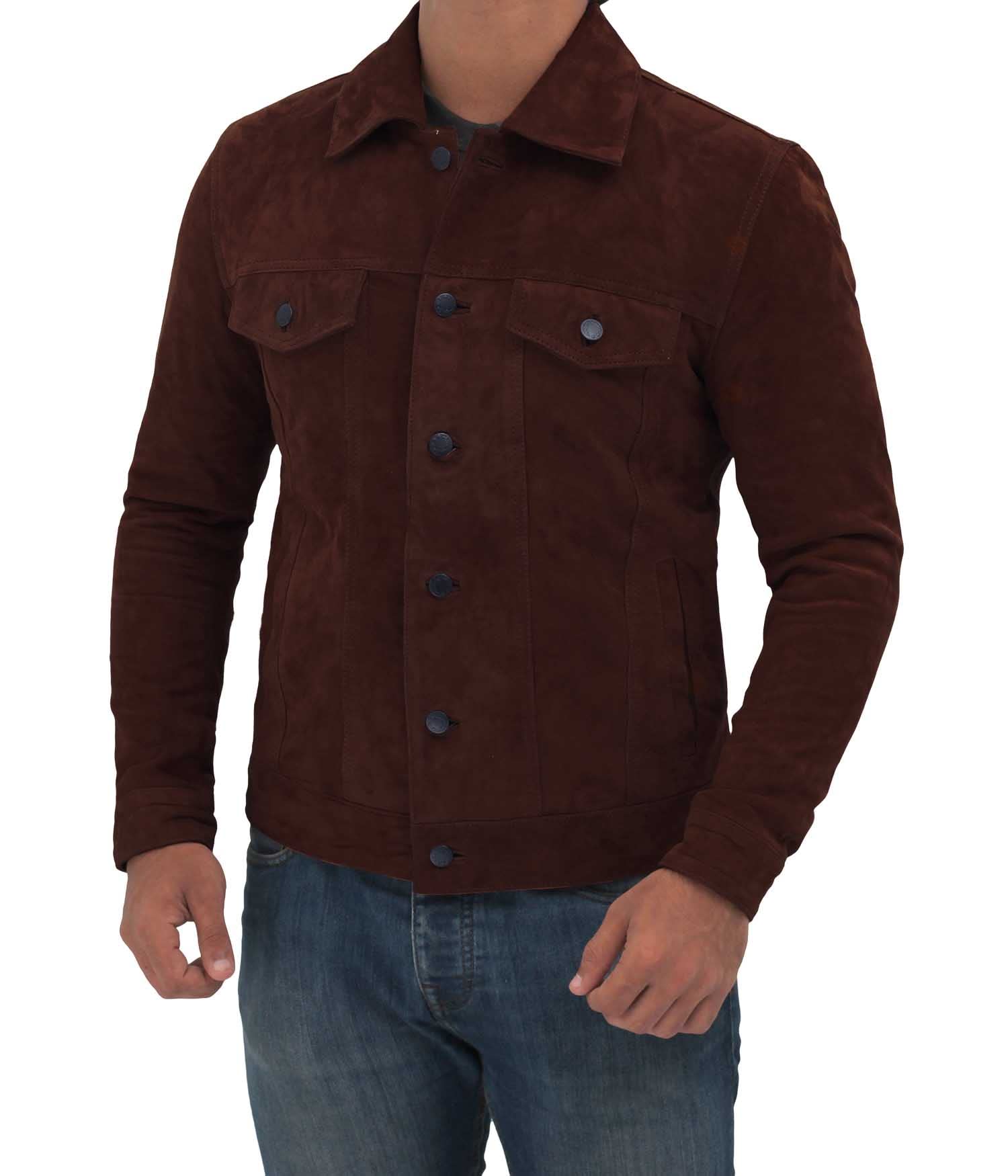 Blingsoul Men's Brown Suede & Black Lambskin Leather Jacket - Premium Genuine Leather Biker Jacket for Men | Perfect for Motorcycle Riding, Casual Outfits & Winter Fashion