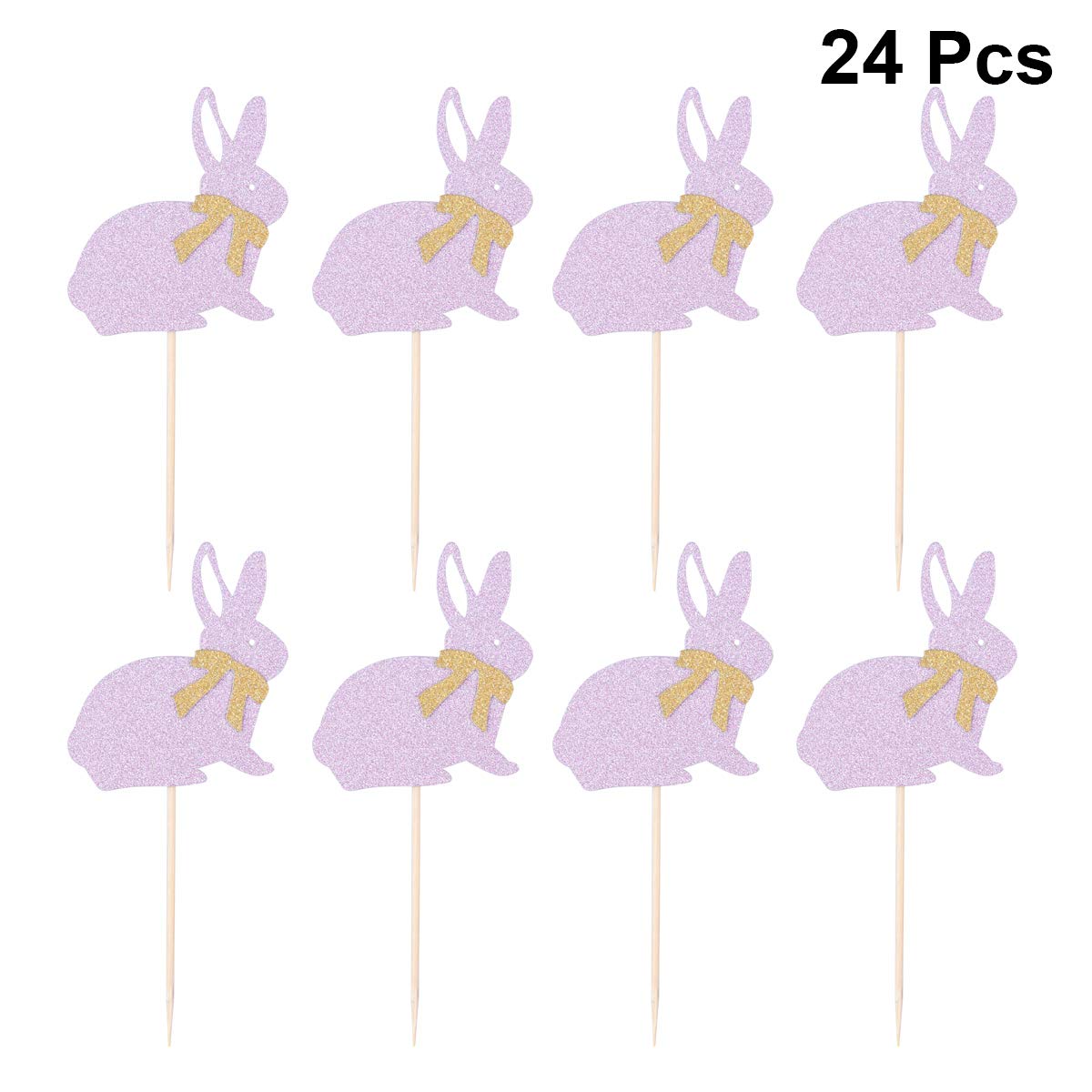 24-Piece Easter Cake Toppers Set - Bunny & Egg Cupcake Decorations for Easter Party, Baby Shower, Spring Celebration (Cake Picks Included)