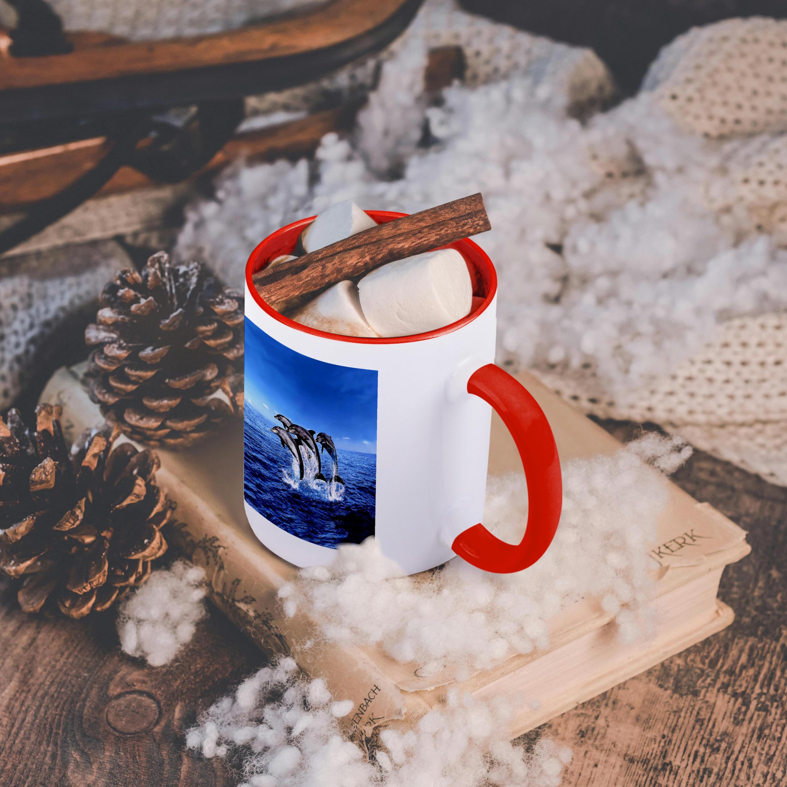 3D Printed Dolphins Ceramic Coffee Mug - 11oz Insulated Travel Mug with Handle - Perfect for Tea, Coffee & Hot Drinks at Home, Office or Gifts