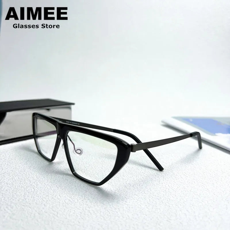 Aimee Unisex Full Rim Square Titanium Eyeglasses Frame - Lightweight Durable Eyewear for Men & Women - Perfect for Work, Reading & Fashion Accessories (Model 1181)