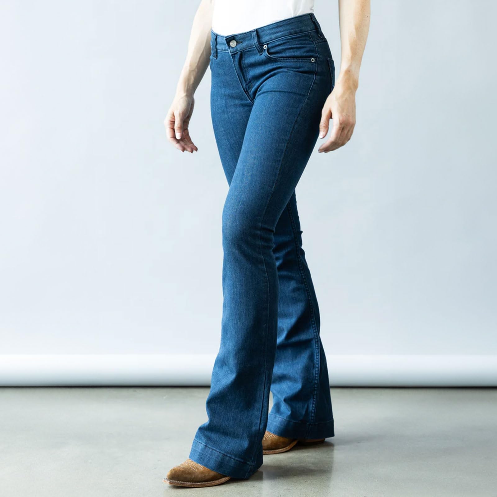 Kimes Ranch Women's Lola Casual Western Jeans - Mid-Rise Wide Flare Leg Tri-Blend Denim Pants for Cowgirl Style & Everyday Comfort | Perfect for Rodeo, Country Music Festivals & Western Fashion