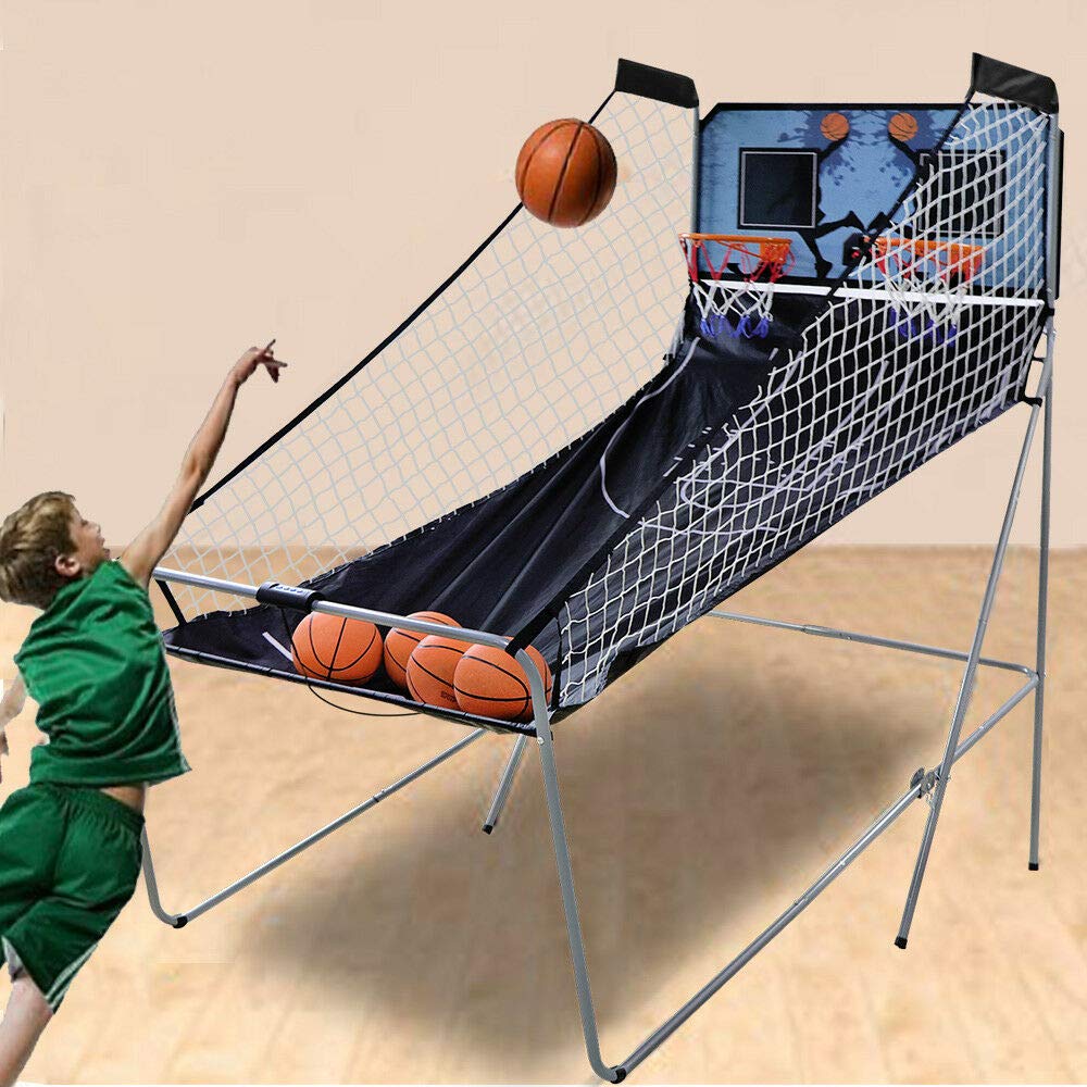 PiggiesC Indoor Basketball Arcade Game - Double Electronic Hoops for 2 Players with 4 Balls | Fun Family Game for Kids & Adults | Perfect for Home, Office & Party Entertainment
