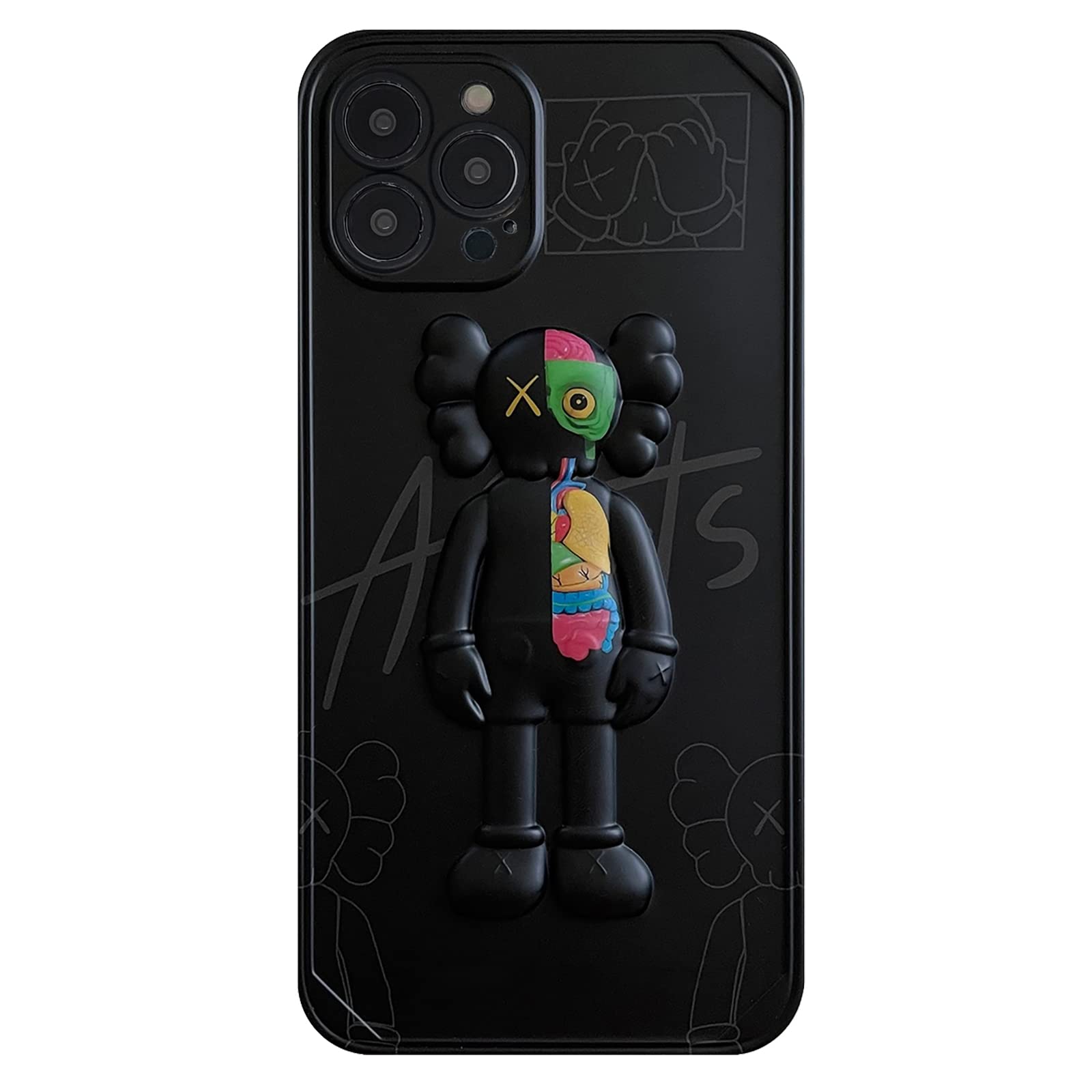 3D Cartoon Street Fashion Shockproof iPhone 11 Pro Max Case for Men - Kawaii TPU & IMD Protective Cover (Black) | Durable Protection for Daily Use, Work & Outdoor Activities
