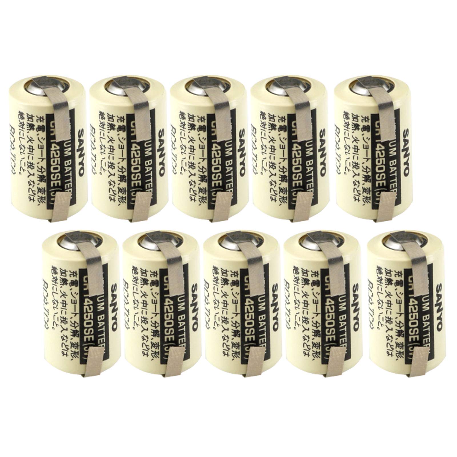 10-Pack Exell PLC-7 with Tabs CR14250SE 3V 1/2 AA Lithium Button Top Battery - Replacement for Sanyo CR2NP - Ideal for CNC Systems, PCs, Medical Devices & Electronics (Great for Laser Pointers, Cameras & Digital Calipers)