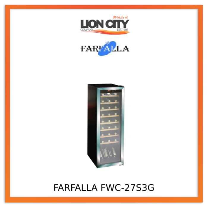 Farfalla FWC 27S3G 27 Bottle Dual Zone Wine Cooler Refrigerator - 95L Capacity, Freestanding or Built-In, Perfect for Home Bar, Kitchen, or Dining Room Wine Storage