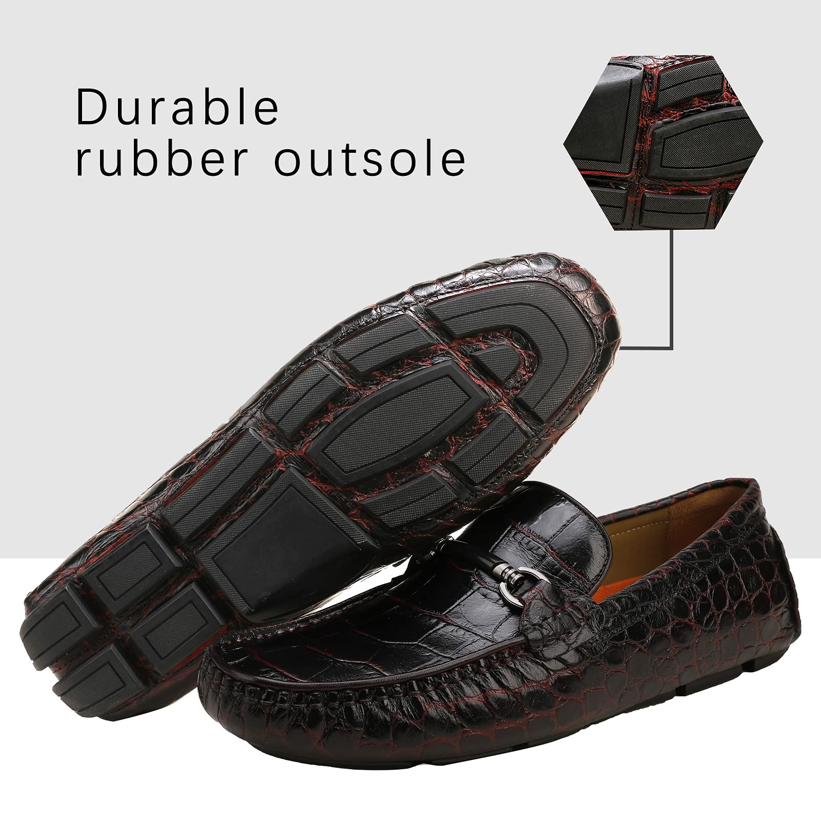 Men's Genuine Leather Slip-On Loafers - Comfortable Casual Driving Moccasins & Breathable Dress Shoes for Work, Travel & Everyday Wear