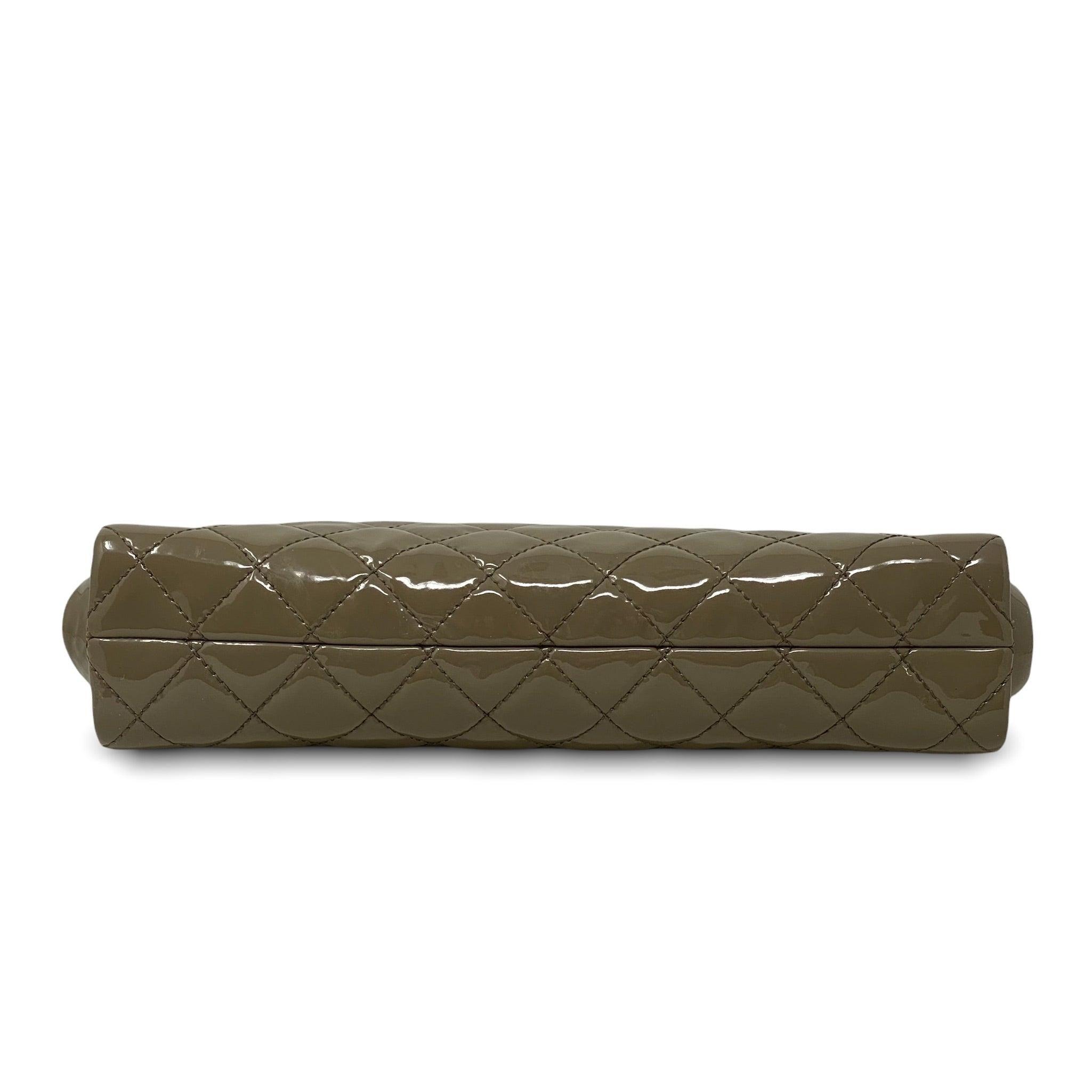 Chanel Taupe Patent Leather Timeless Large Clutch Bag - Elegant Evening Clutch for Women's Parties, Weddings & Special Events