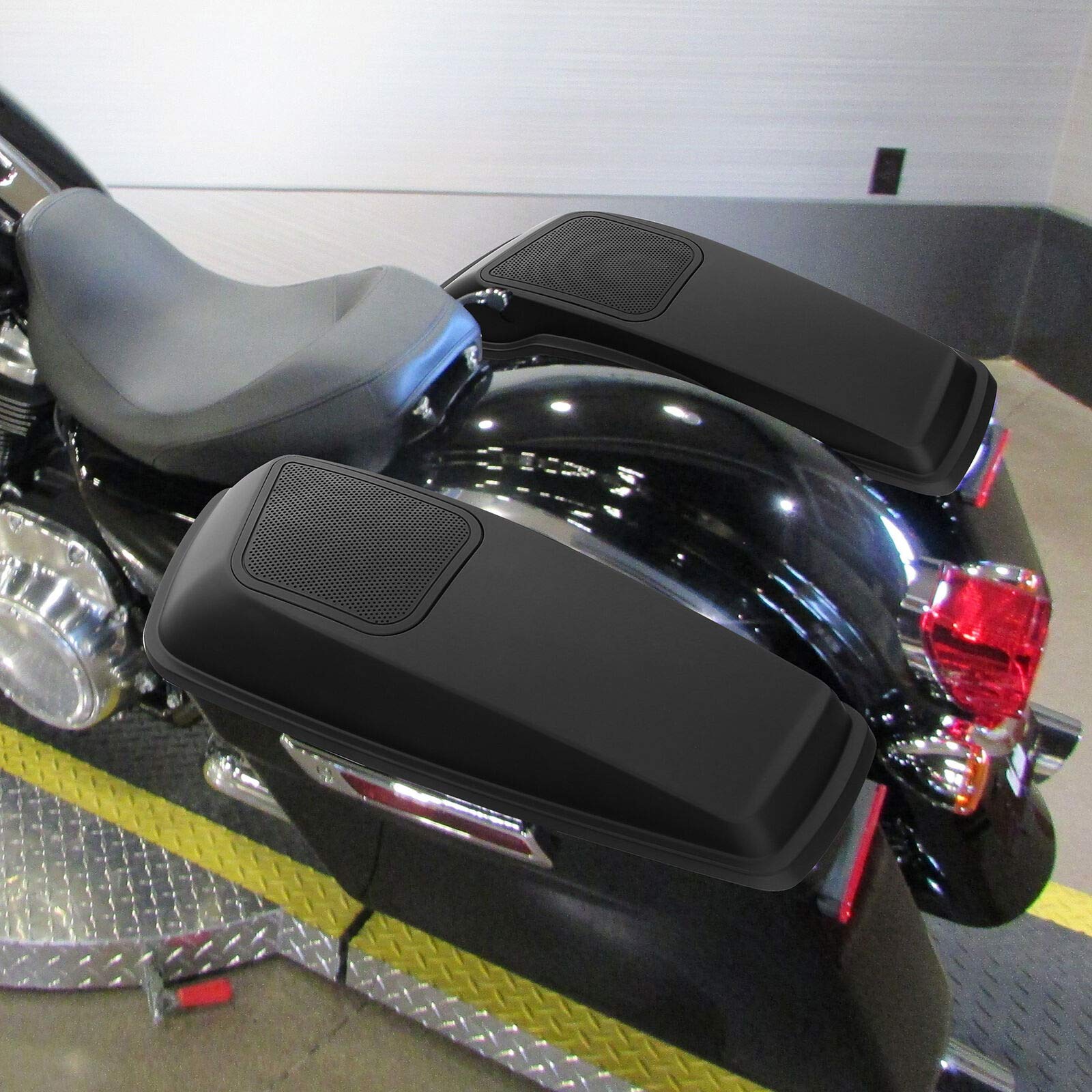 6x9'' Hard Saddlebag Speaker Grill Covers for Harley Touring Road King 2014-2021 - Matte Black Replacement Lids for FLHTCU FLHTK FLHT FLTRX FLHR FLTRXS Models - Perfect for Road Trips & Custom Bike Upgrades