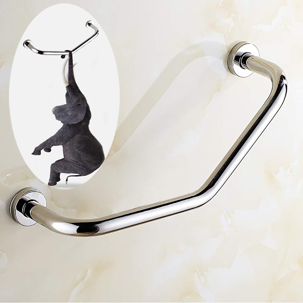 Stainless Steel Anti-Slip Shower Grab Bar - Curved Safety Handrail with Wall Mount, Soap Dish & Towel Rack - Bathroom Support Rail for Elderly & Disabled - Non-Slip Grip for Wet Floors (Silver) - Ideal for Showers, Bathtubs & Wet Rooms