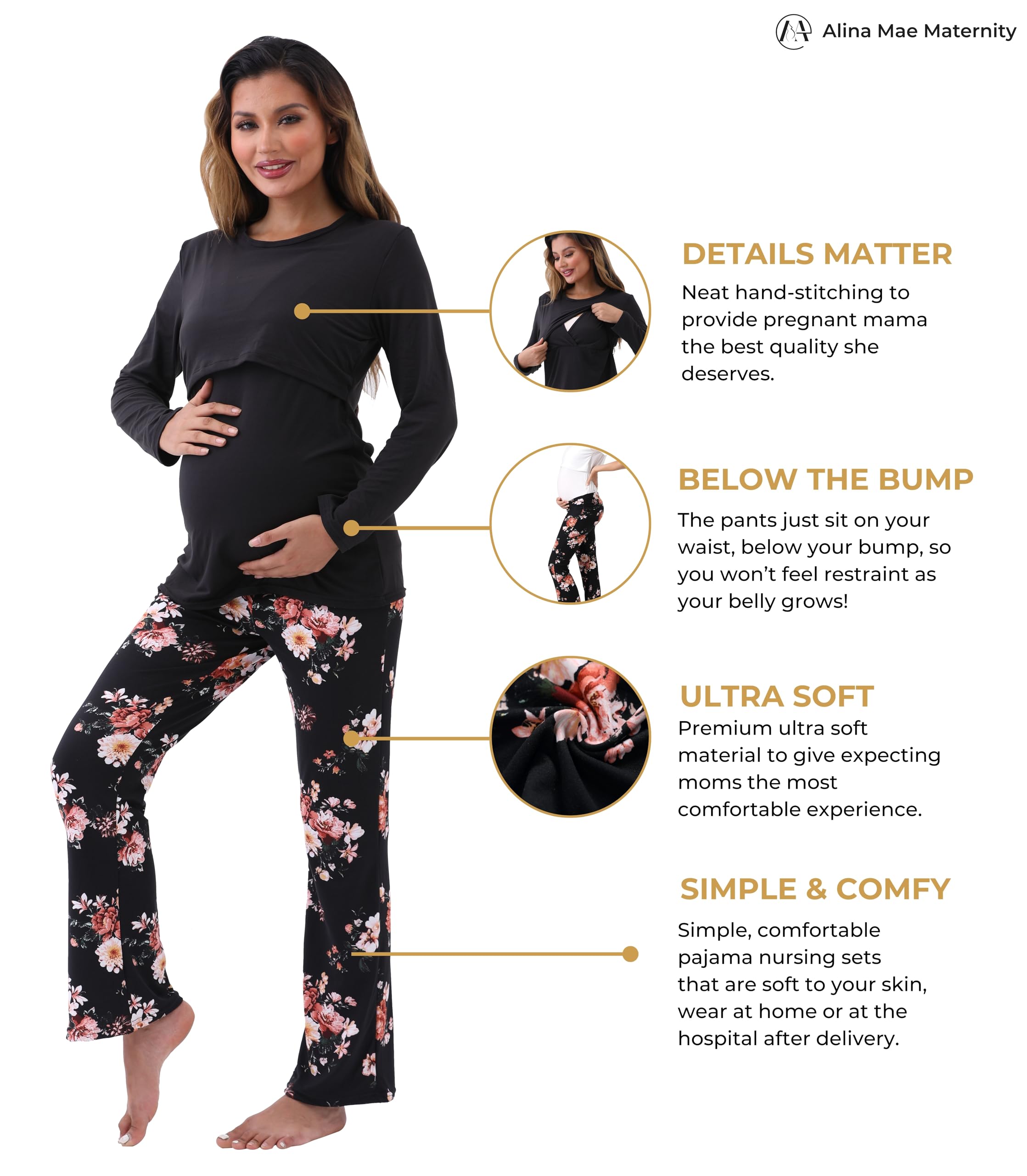 Comfortable Maternity Nursing Pajama Sets for Women - Soft Pregnancy Sleepwear & Lounge Wear for Breastfeeding Moms - Perfect for Nighttime Nursing, Relaxing at Home, and Postpartum Recovery