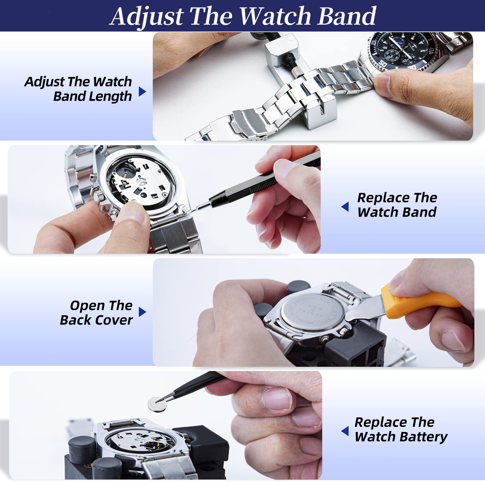 2025 Upgraded Eventronic Watch Repair Kit - Professional Watch Battery Replacement Tool Set with Spring Bar, Case Opener & Link Remover | Complete Watch Maintenance Kit for DIY Watch Battery Change, Band Adjustment & Back Removal | Perfect for Watch Enthusiasts, Jewelers & Home Repair