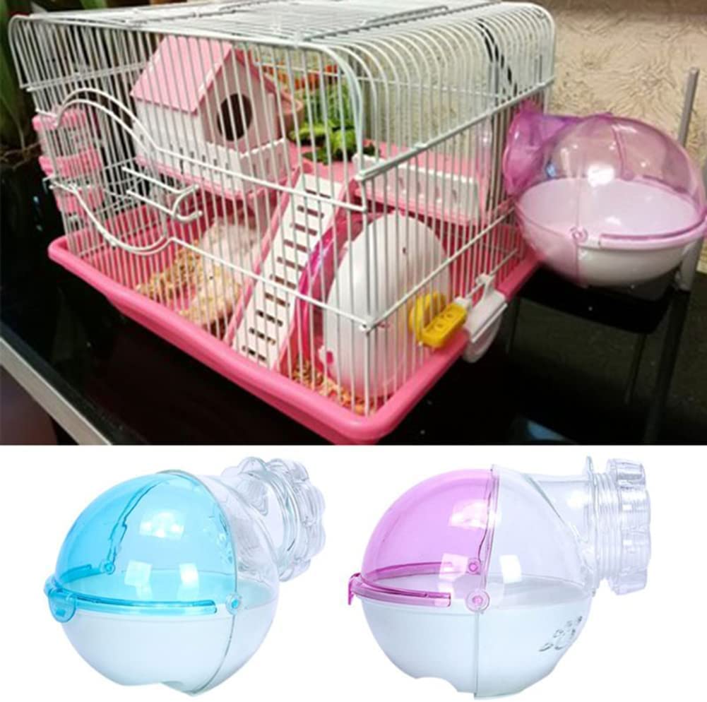 Upgraded Blue Transparent Hamster Sand Bath & Hideout - Guinea Pig Cage Accessories, Small Pet Toilet & Villa for Gerbils, Mice - Perfect for Playtime & Grooming