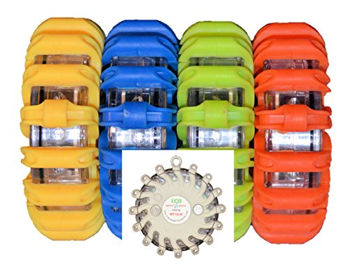 RPF16LM6 - 6-Pack Amber Rechargeable 9-Function Portable 16 LED Power Flare Roadside Emergency Magnetic Safety Lights - Perfect for Roadside Emergencies, Construction Zones & Vehicle Breakdowns