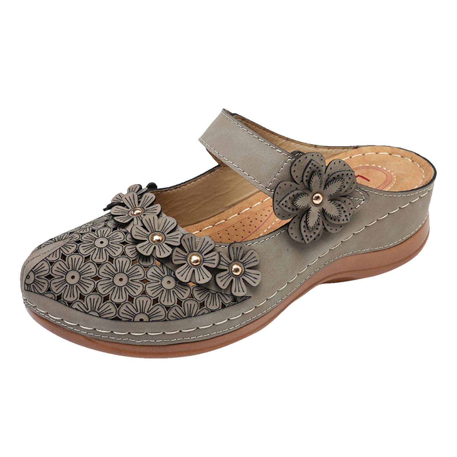 Women's Comfortable Hollow Out Round Toe Wedge Sandals - Breathable Summer Slippers with Tan Heels for Ladies & Girls | Perfect for Beach, Pool, Vacation & Casual Outings