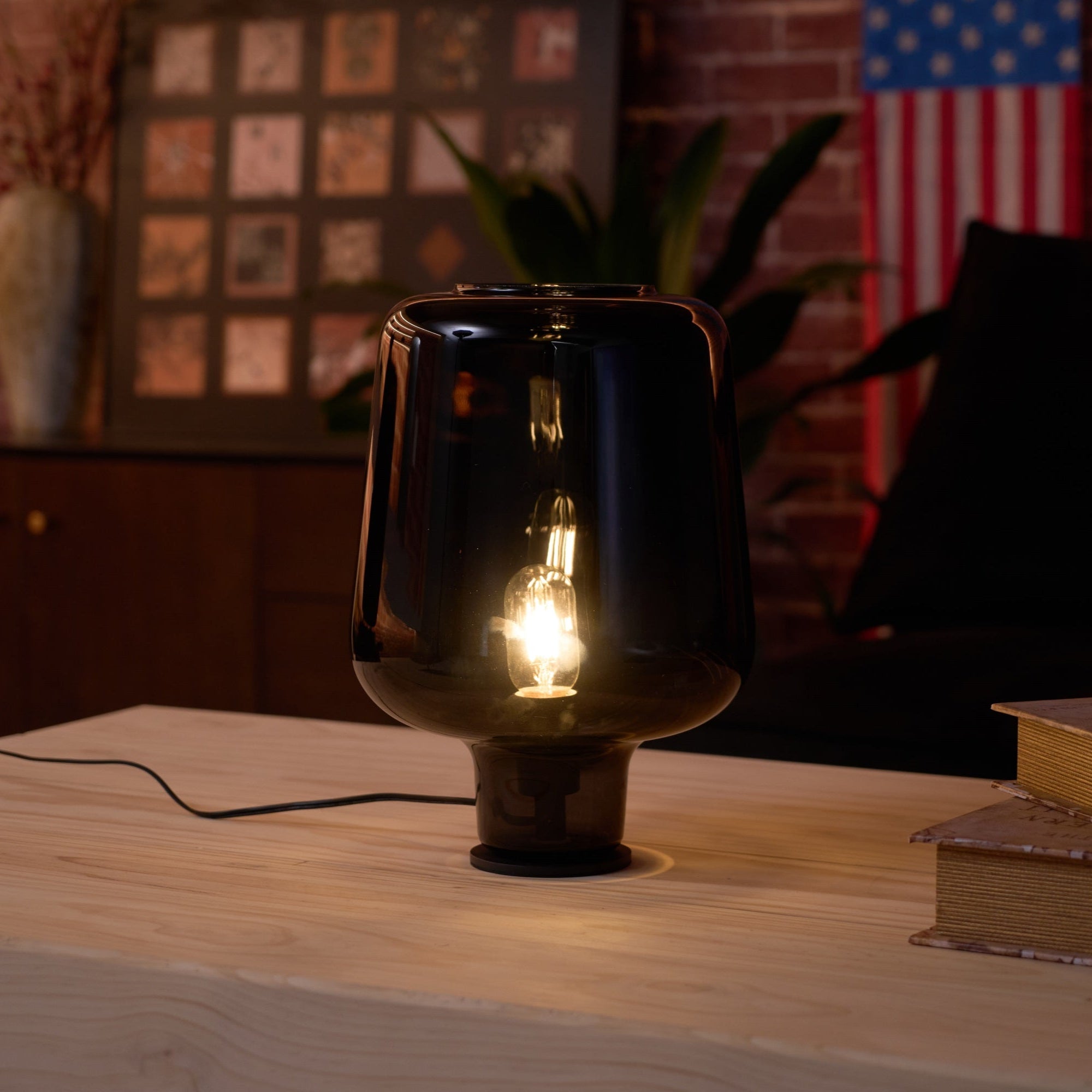 Modern Teutonic Glass Table Lamp - Elegant Home & Office Lighting for Living Room, Bedroom, or Study Desk