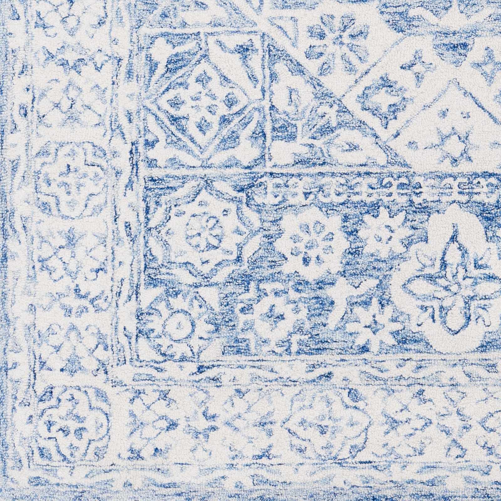 Premium Hauteloom Divine Wool Area Rug - Traditional Blue & Ivory 8' x 10' - Soft Living Room & Bedroom Carpet for Cozy Home Decor