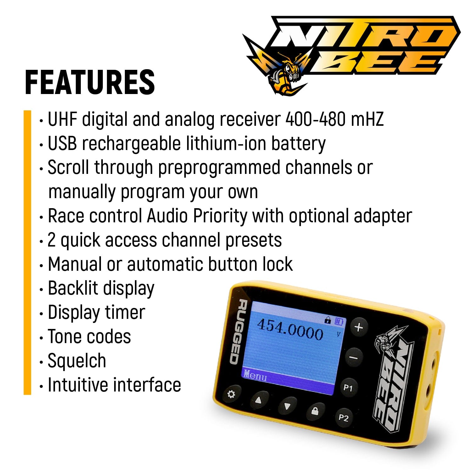 Linkable Intercom Headsets Model H80 Track Talk with Nitro Bee Xtreme Race Receiver & Carry Bag - Clearance Sale | Perfect for Motorsports, Racing Teams & Outdoor Adventures
