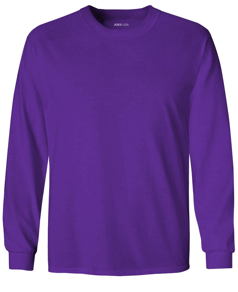 Joe's USA Youth Long Sleeve Cotton T-Shirts - 20 Color Options for Boys & Girls - Soft Comfortable School & Casual Wear