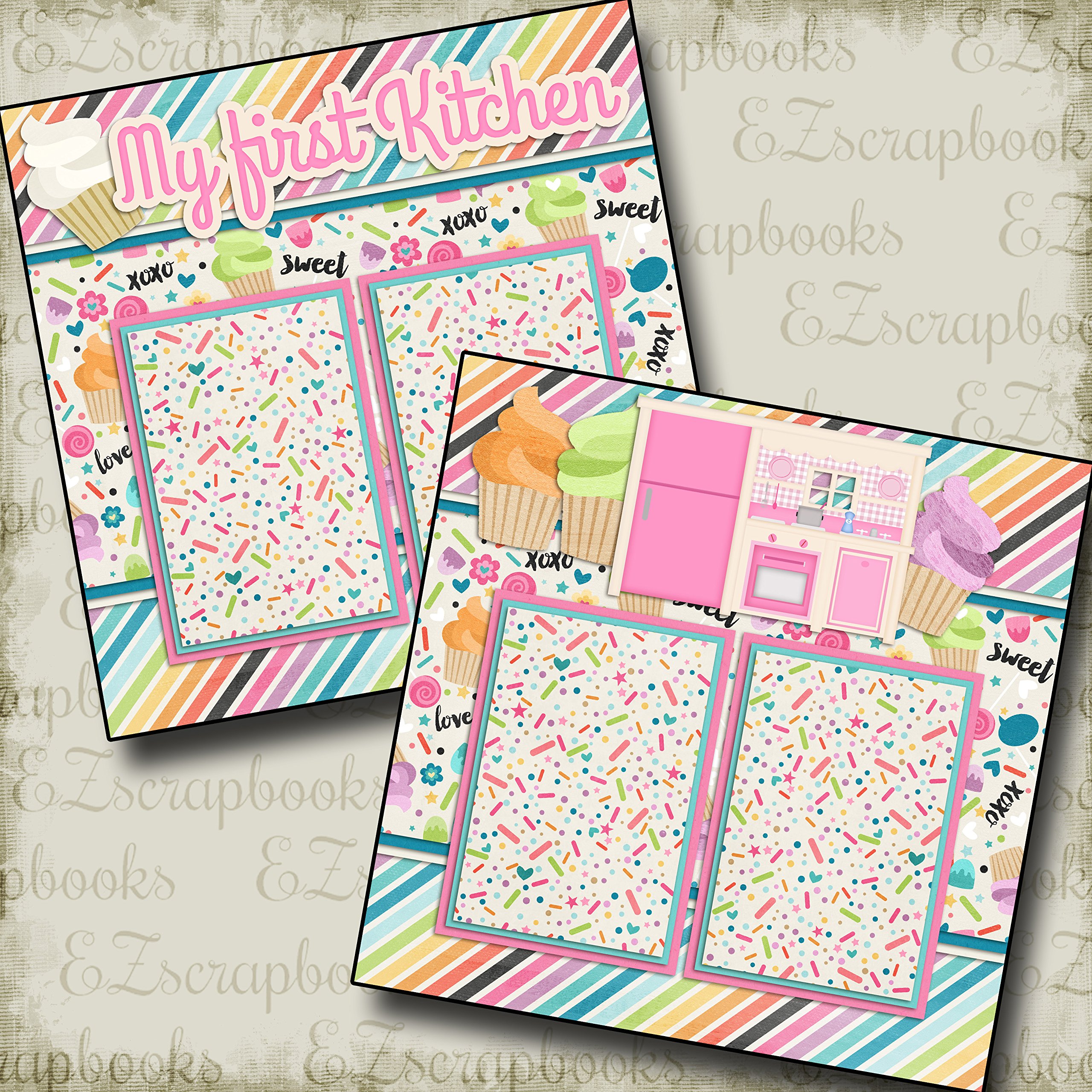 My First Kitchen - Premade Scrapbook Pages Kit - Easy Layout 97 for DIY Memory Books & Baby Keepsakes | Perfect for Baby Shower Gifts, First Birthday Presents & Family Photo Albums