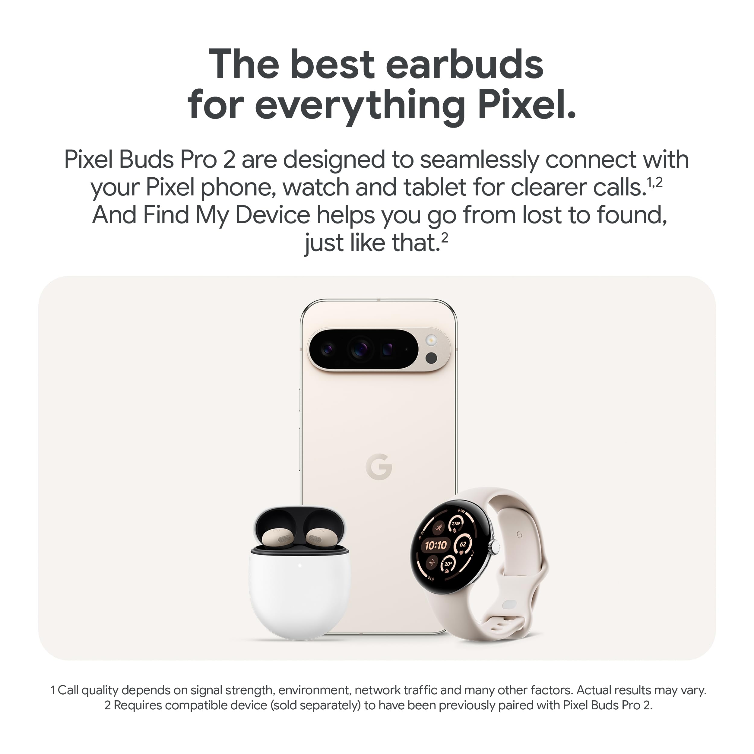 Google Pixel Buds Pro 2 Wireless Earbuds - Active Noise Cancelling Bluetooth Headphones with 31-Hour Battery Life, Fast Charging Case - Android Compatible (Porcelain White) - Perfect for Workouts, Commuting & Travel