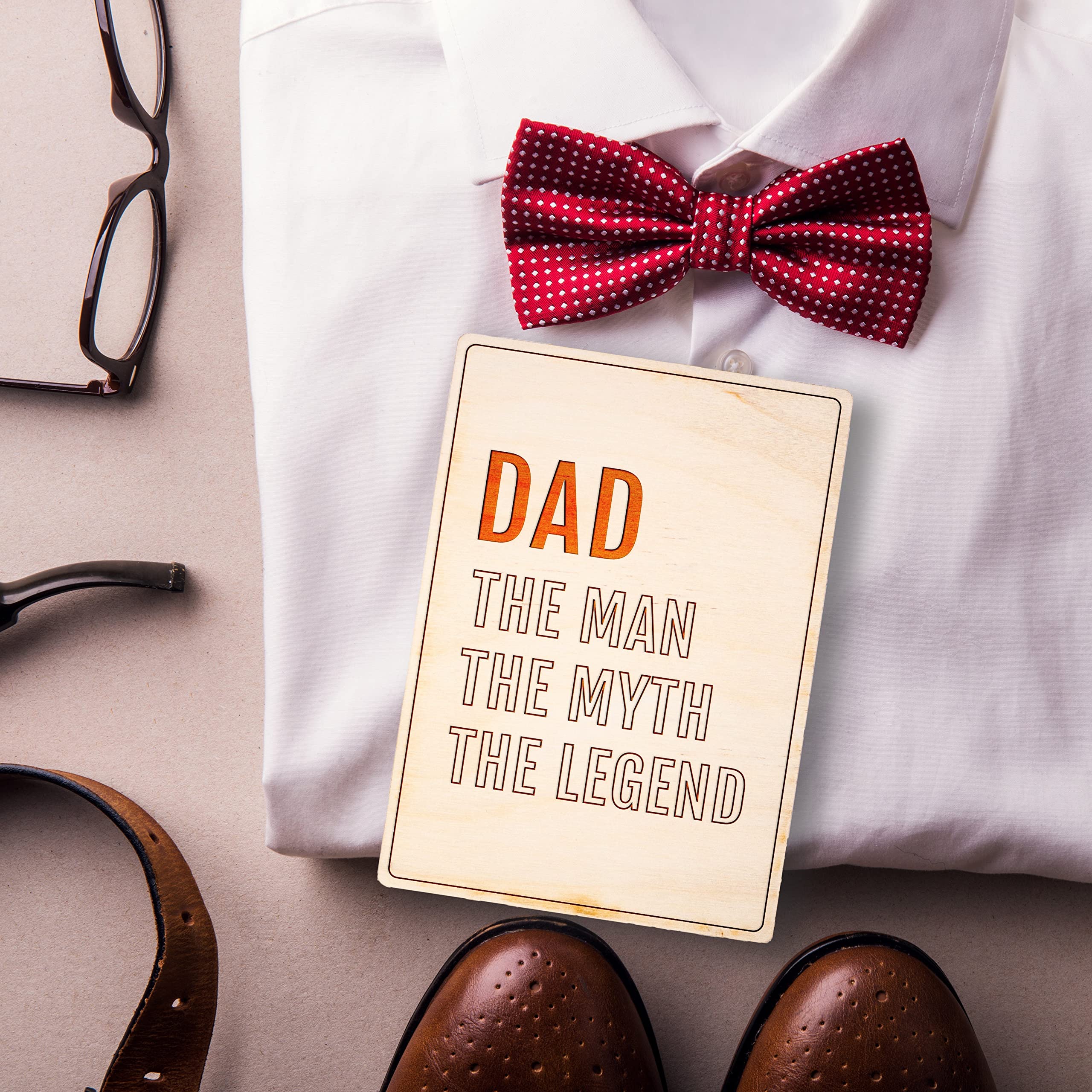 The Man The Myth The Legend - Premium Wooden Birthday Card for Men, Anniversary, Retirement Gifts - Engraved Wooden Greeting Card for Him, Dad, Husband, Boyfriend - Perfect for Special Occasions & Wall Decor