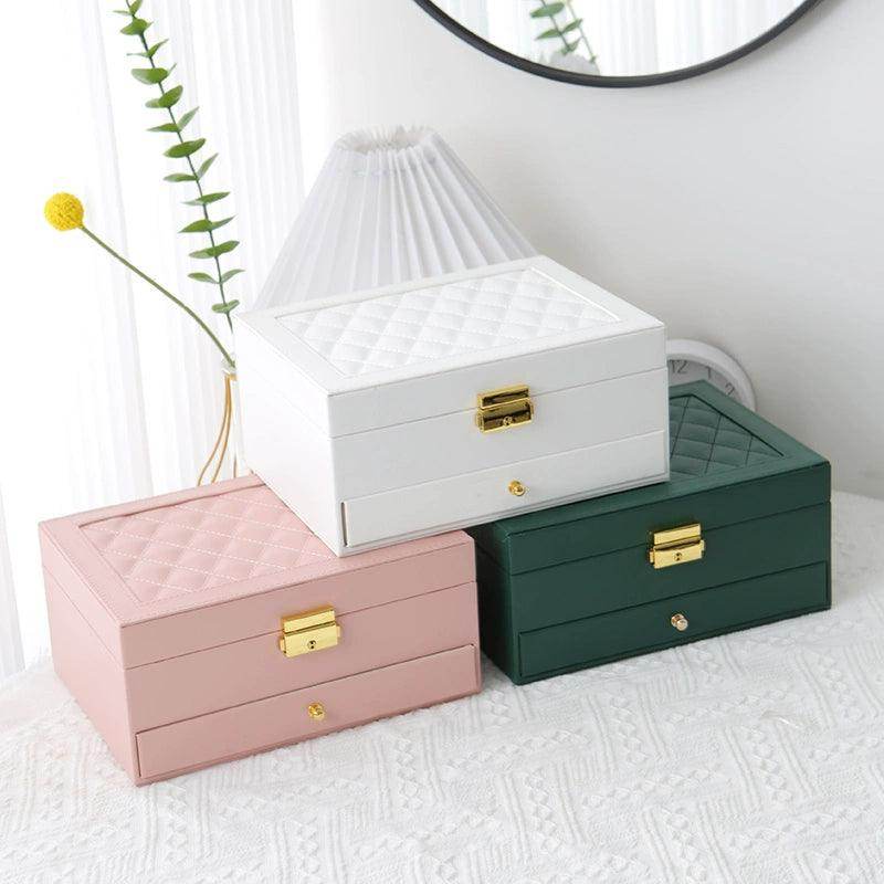 Double Jewelry Box for Necklace, Earrings & Rings - Elegant Jewelry Organizer & Display Case with Secure Storage | Perfect for Travel, Gifts & Home Decor