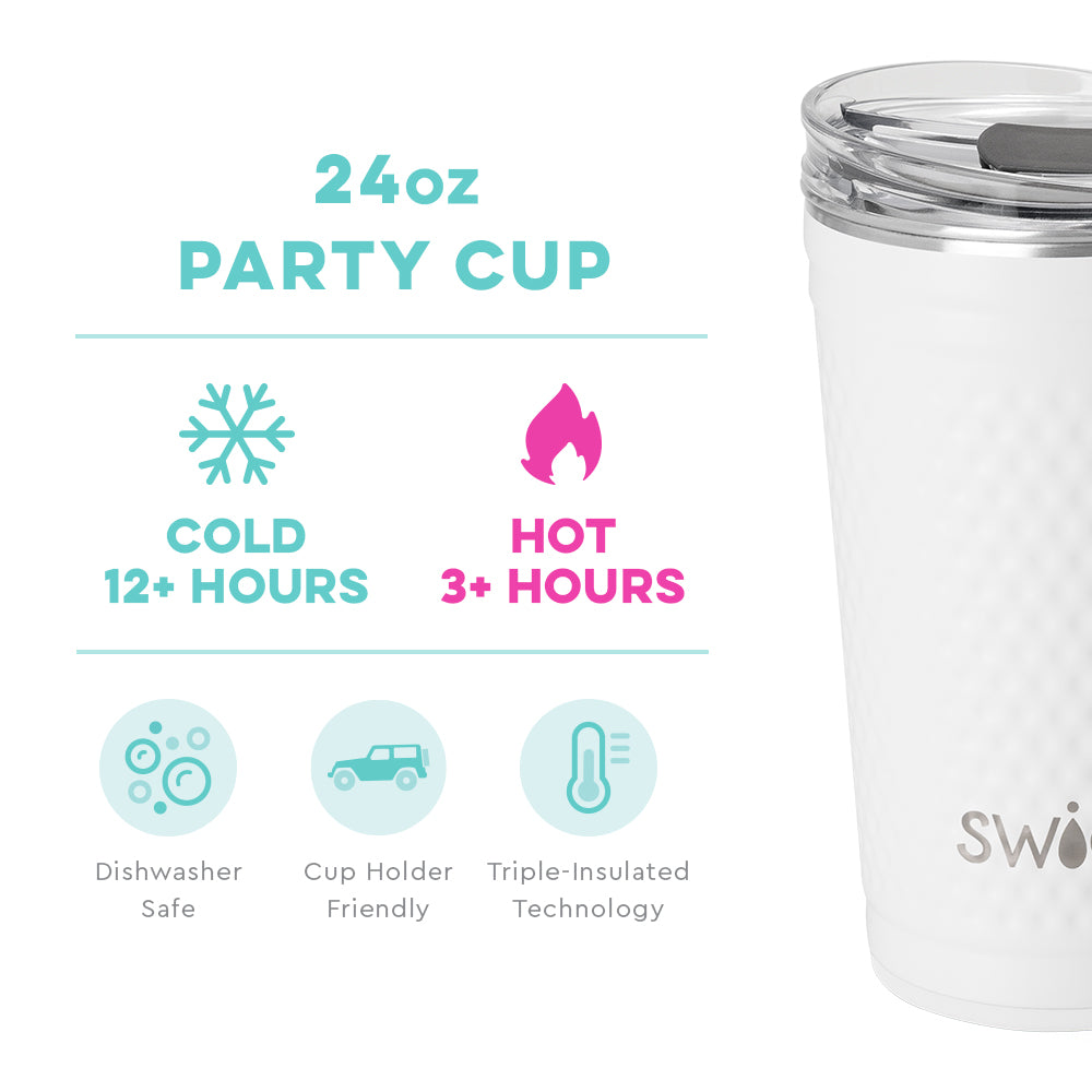 Swig Life 24oz Insulated Golf Party Cup - White | Durable Stainless Steel Tumbler for Golf Outings, Tailgates & Outdoor Events | Keeps Drinks Cold for Hours