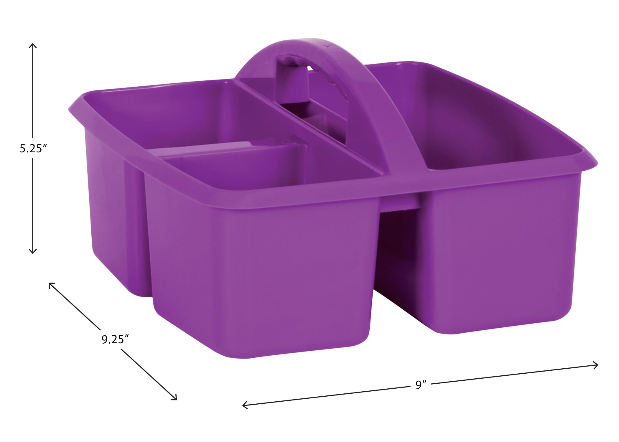 Teacher Created Resources Purple Plastic Storage Caddy 6-Pack - 3 Compartment Organizer for Classroom Supplies, Kids Room Toys & Office Stationery | Portable Desk Organizer for Teachers, Students & Home Organization