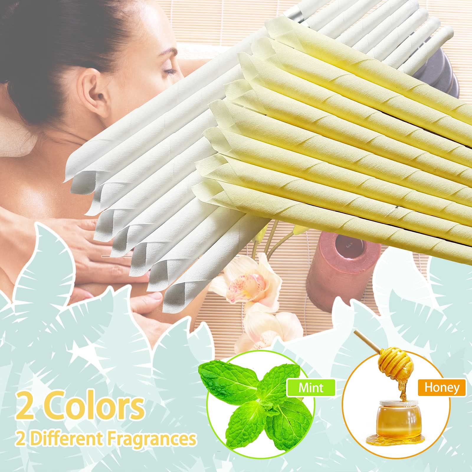 Natural Hopi Ear Candles for Ear Blocked - Beeswax Cones with 8 Disks for Relaxation & Cleansing