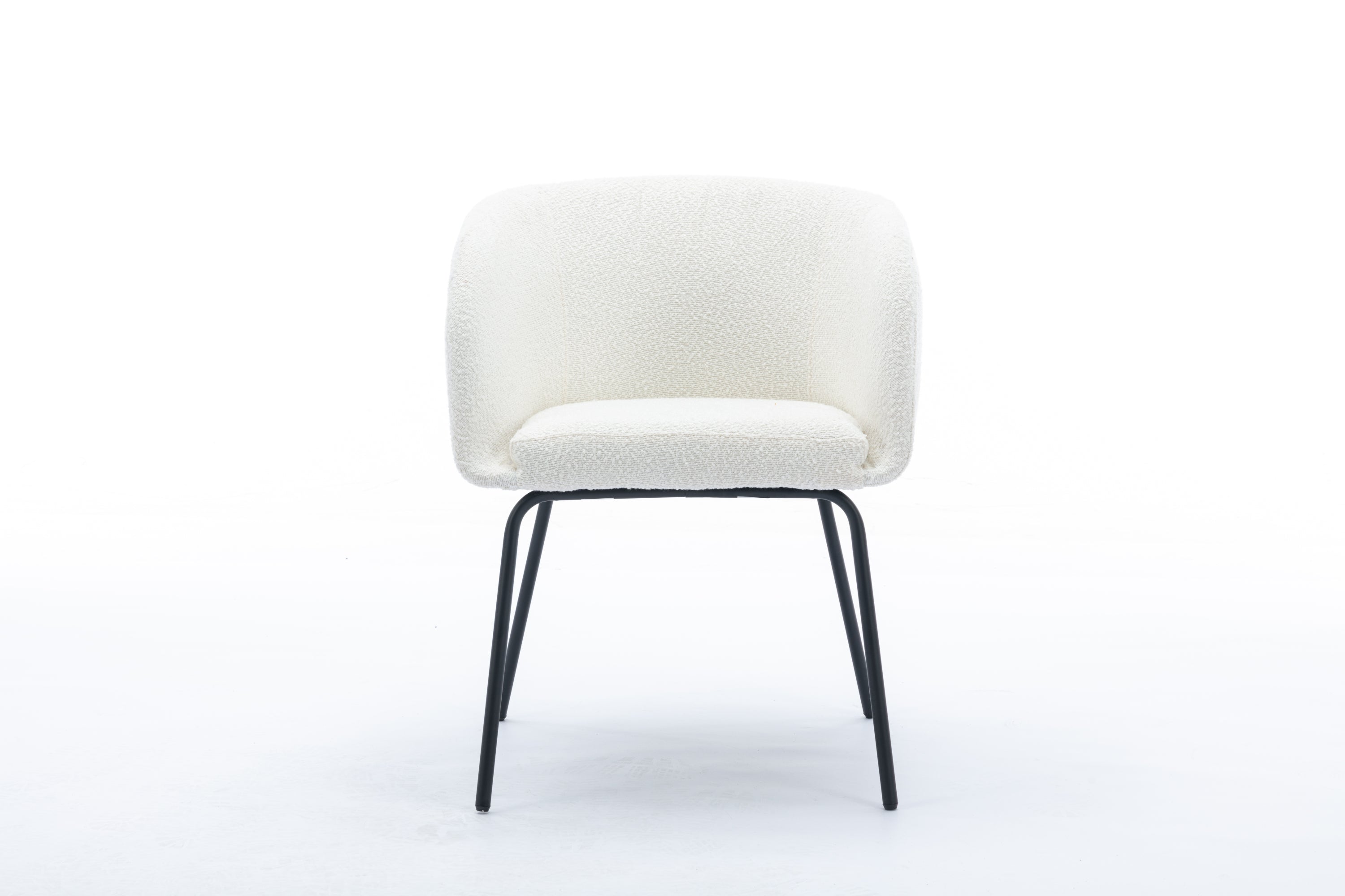 Boucle Fabric Dining Chair with Black Metal Legs - Set of 1 - Modern Upholstered Accent Chair for Kitchen, Dining Room, or Office