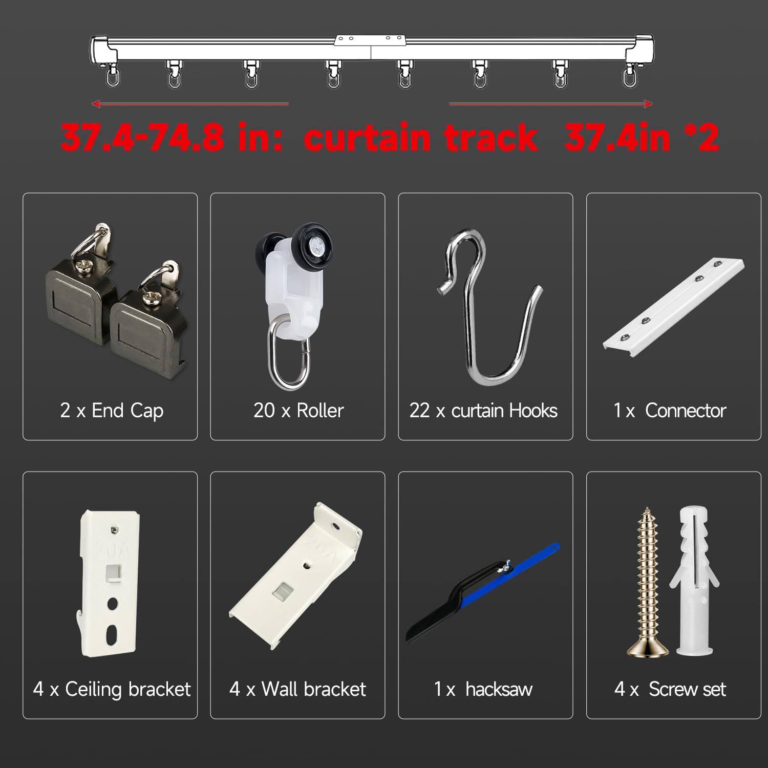12.4FT Hospital Ceiling Curtain Track - Heavy Duty Sliding Rails with Hooks for Shower, RV, Room Divider & Privacy Screens | Wall Mount Drop Ceiling System for Medical Facilities, Campers & Home Use