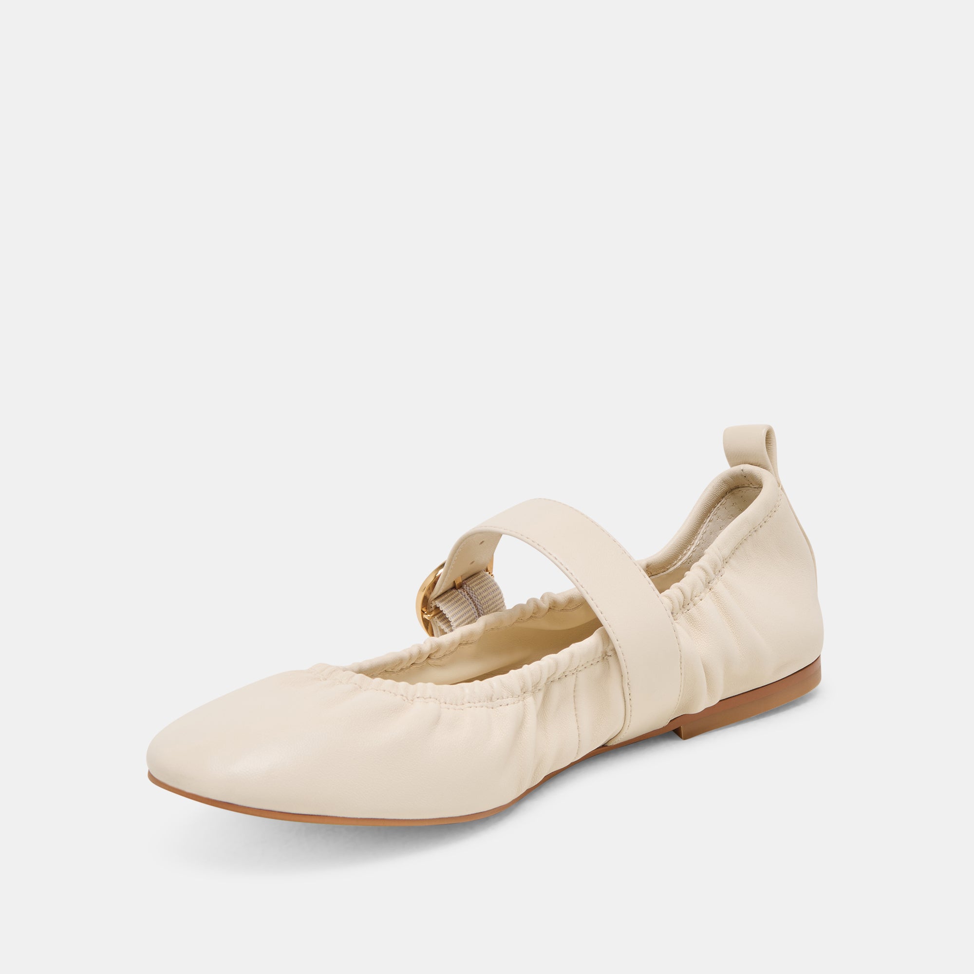CAELY Women's Ballet Flats - Genuine Leather Comfortable Slip-On Shoes for Work, Office & Casual Wear - Bone Color
