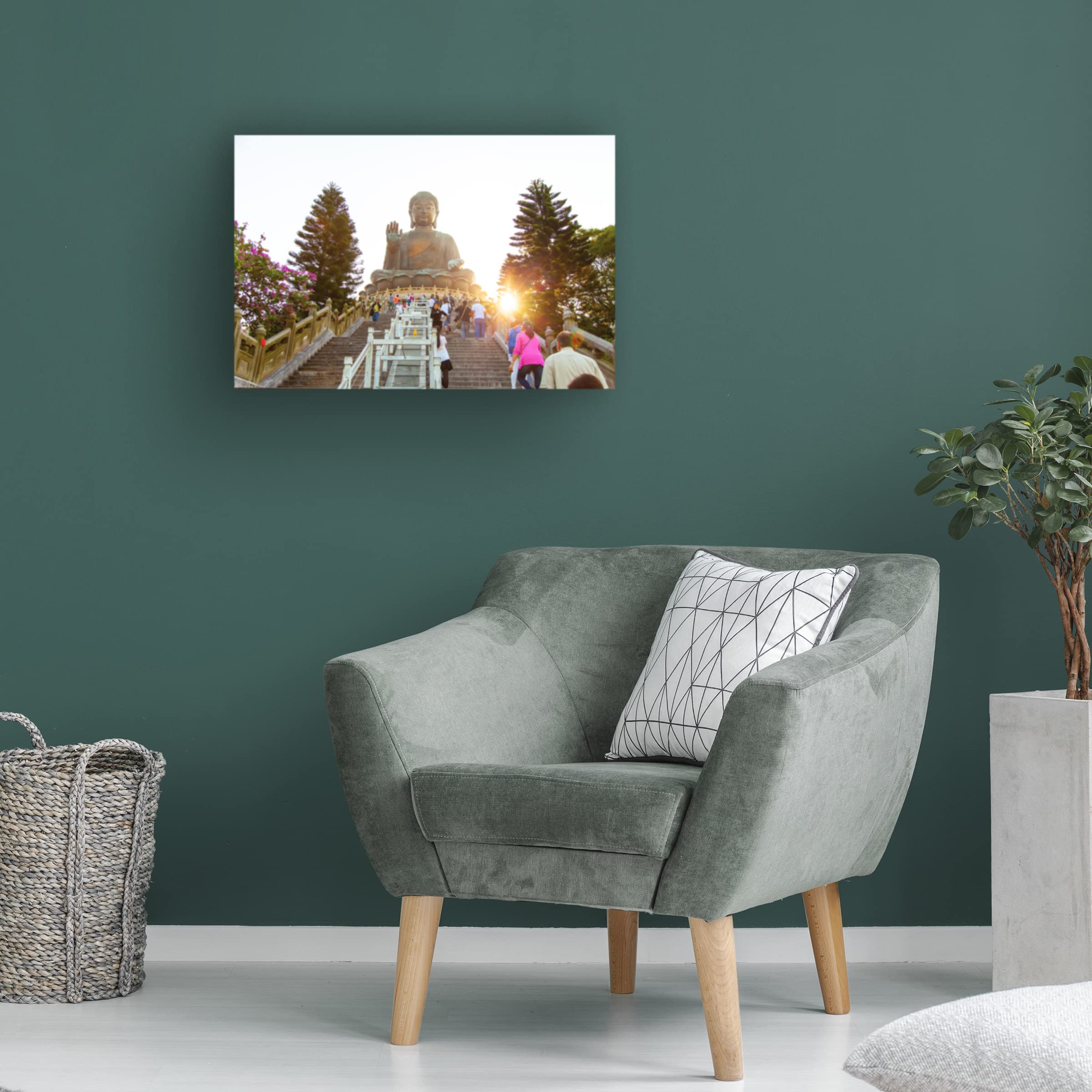 Ben Heine 'Buddha Temple 1' Canvas Wall Art Print - Modern Spiritual Home Decor for Living Room, Bedroom & Meditation Space