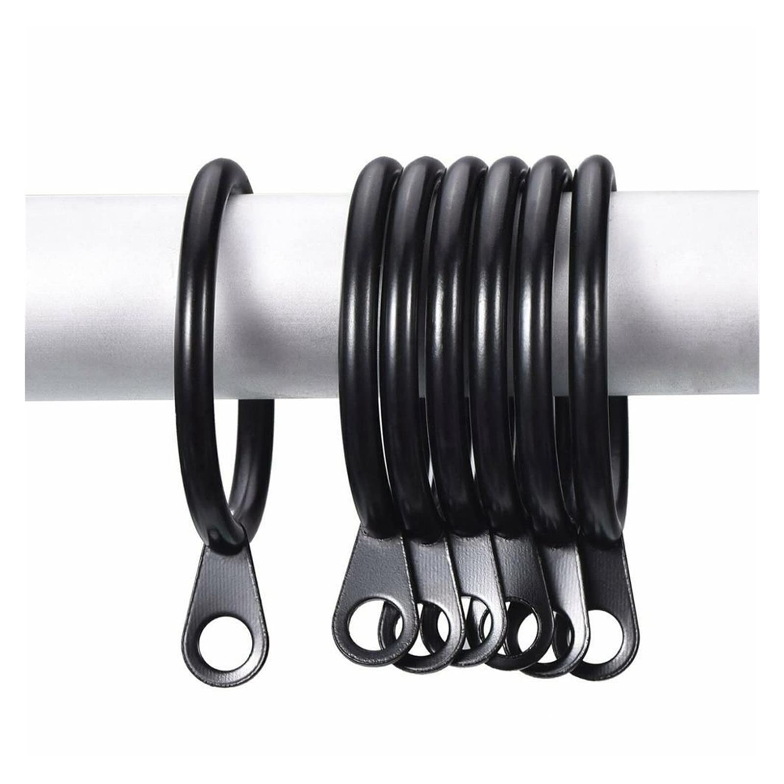 PJRYC 60PCS White Metal Curtain Rings with Hooks for Hanging Curtains on Rods & Poles - Perfect for Voile, Sheer, and Blackout Drapes in Living Room, Bedroom, or Office