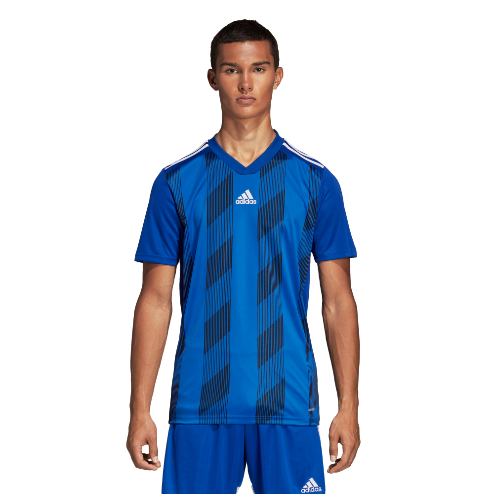 Adidas Youth Striped 19 Soccer Jersey - Blue & White Reversible Team Uniform for Boys & Girls - Perfect for Games, Practice & Fan Wear
