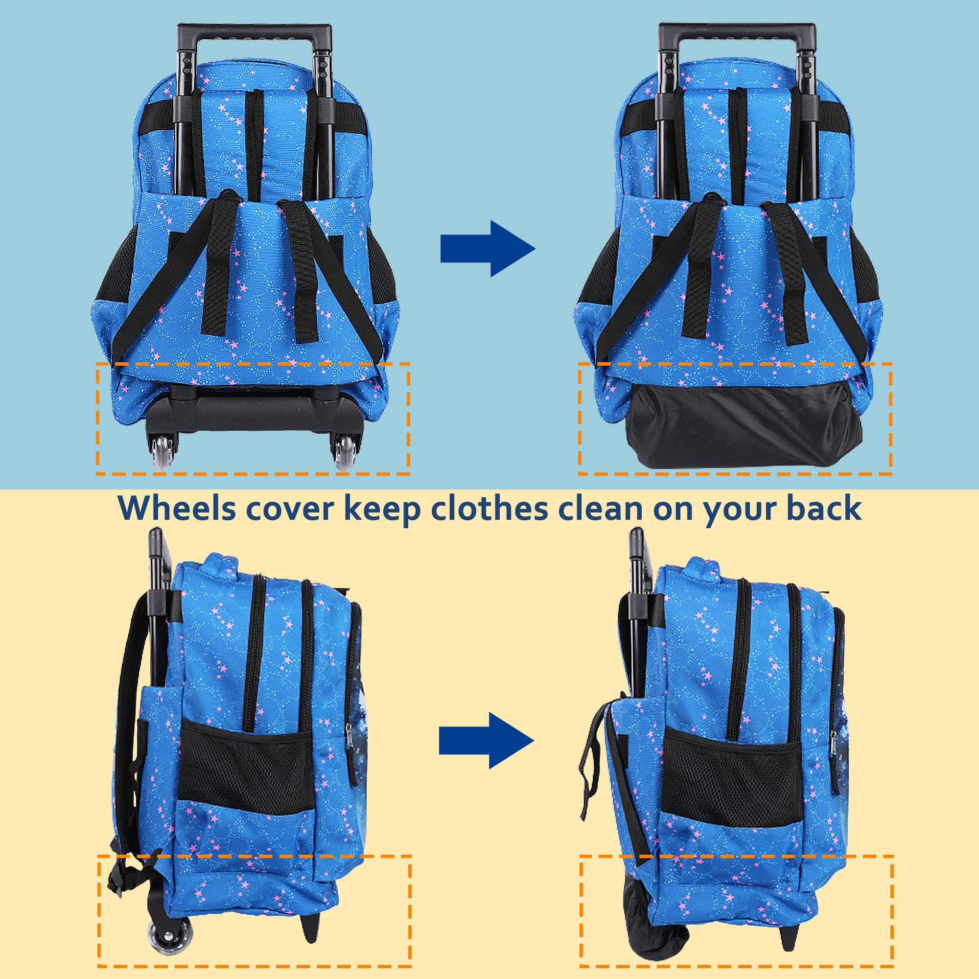 **Seastig 18in Rolling Backpack for Kids - Wheeled School Backpack with Double Handle, Durable & Lightweight - Perfect for School, Travel, and Daily Commute**