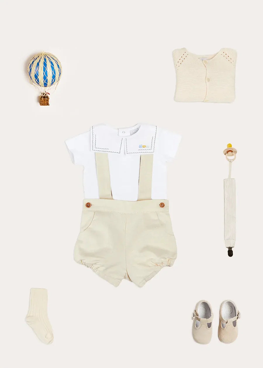 Adorable Train Embroidery Bodysuit for Baby Boys - Soft Cotton Onesie Outfit for Playtime & Photo Shoots