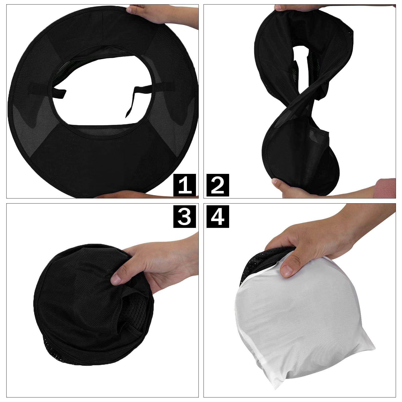 High Visibility Hard Hat Sun Shade with Reflective Strip - Full Brim Sun Visor Neck Shade for Construction & Outdoor Work (2 Pack, Black) - Perfect for Construction Workers, Roofers & Landscapers