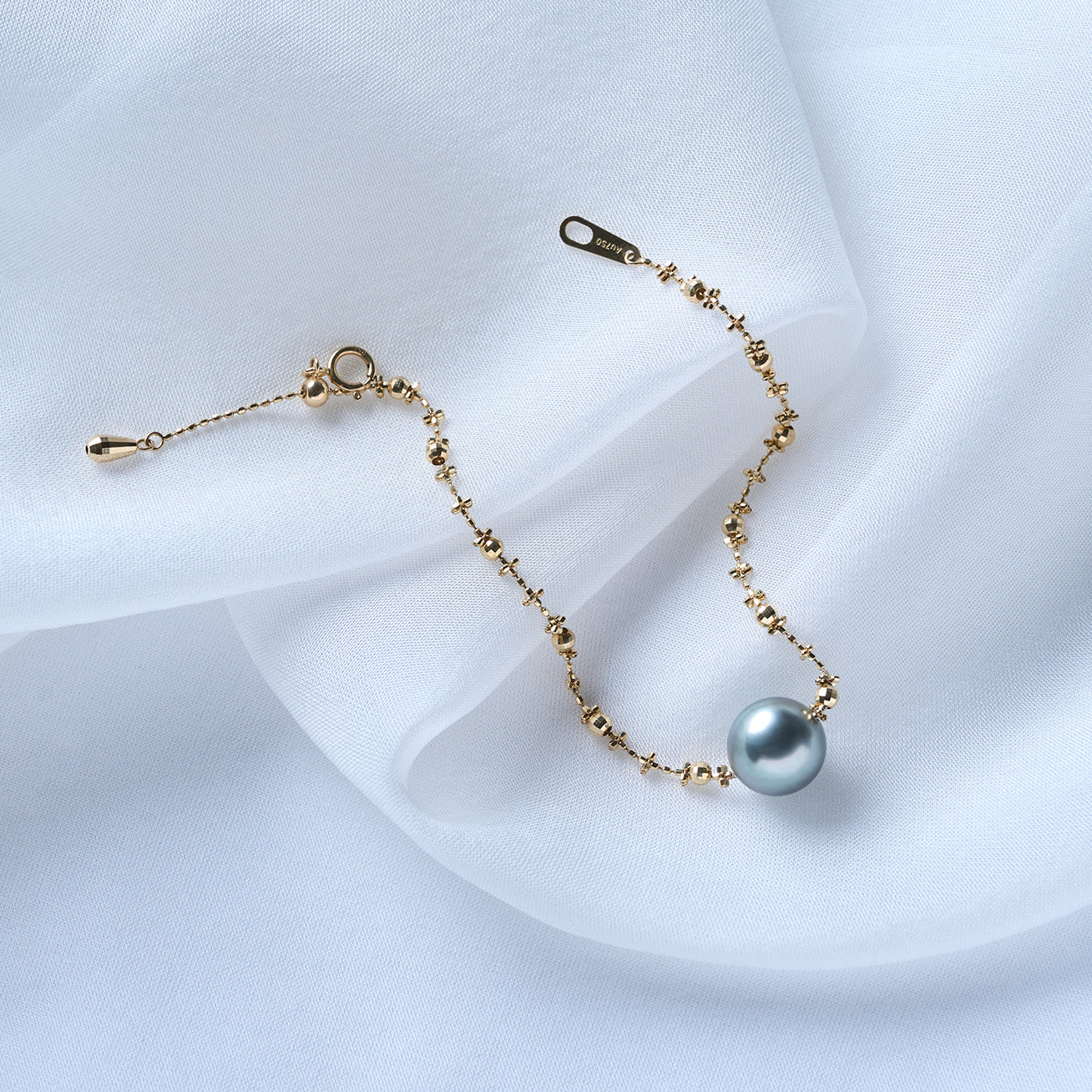 18K Solid Gold Tahitian Pearl Bracelet for Women - Elegant Handmade Jewelry Gift for Birthday, Anniversary & Special Occasions (KB00052)