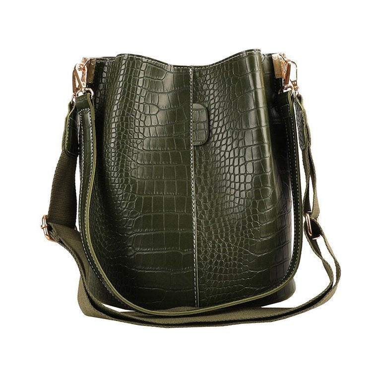 Vegan Leather Shoulder Bag - Wide Strap Bucket Crossbody Purse for Women, Fashionable & Durable - Perfect for Work, Travel & Everyday Use