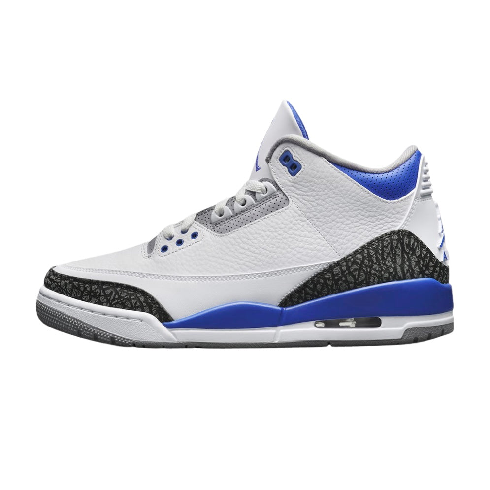 Air Jordan 3 Retro Sneakers - White/Racer Blue/Black Men's Basketball Shoes for Casual Wear & Street Fashion