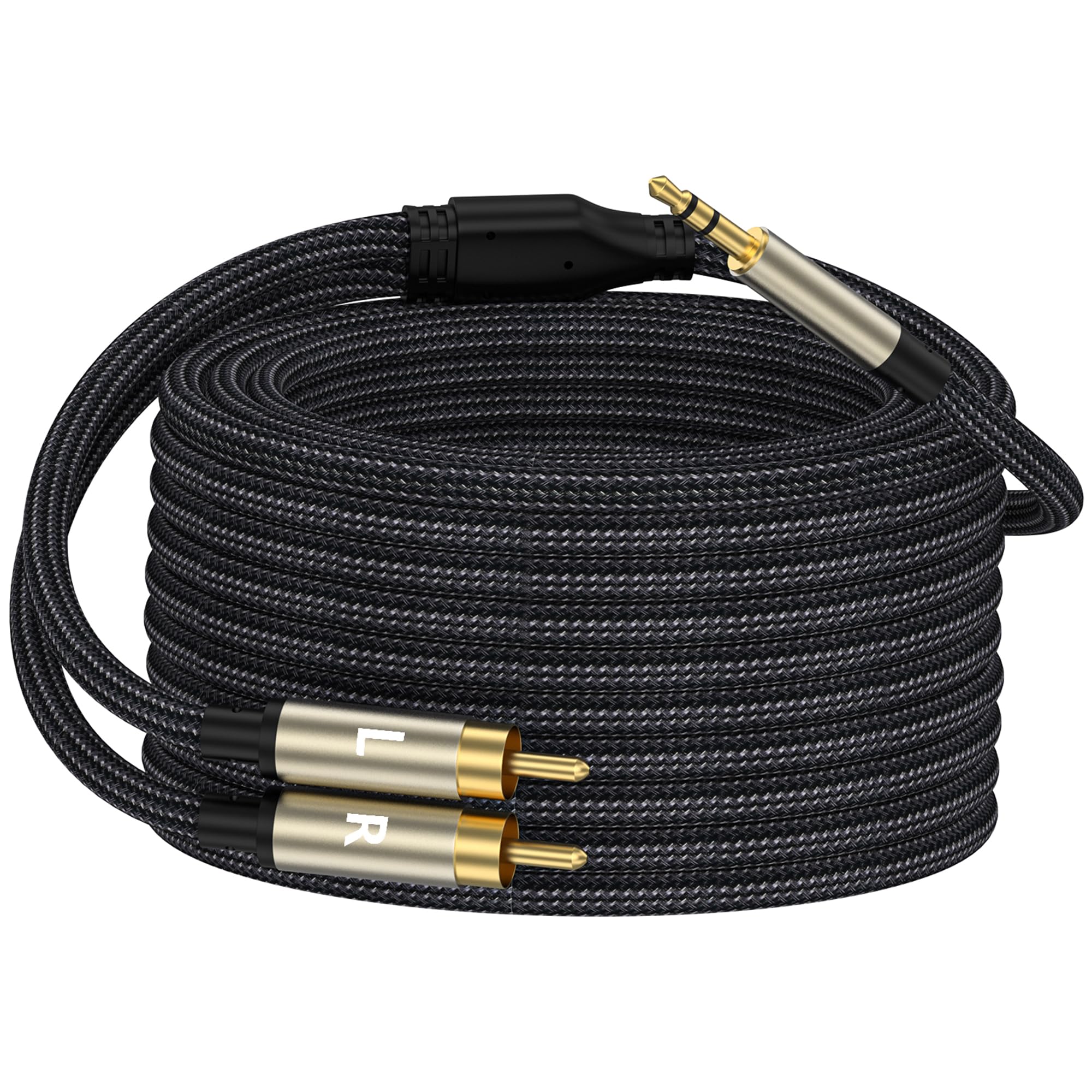 20FT 3.5mm to RCA Audio Adapter - Gold Plated HiFi Stereo Cable with Metal Shell - 1/8