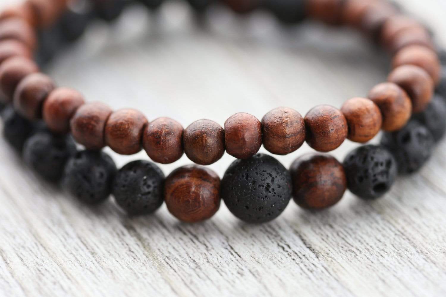 Healing Rosewood & Lava Rock Wrist Mala Bracelet - Natural Stress Relief & Meditation Beads for Yoga, Mindfulness & Spiritual Practice