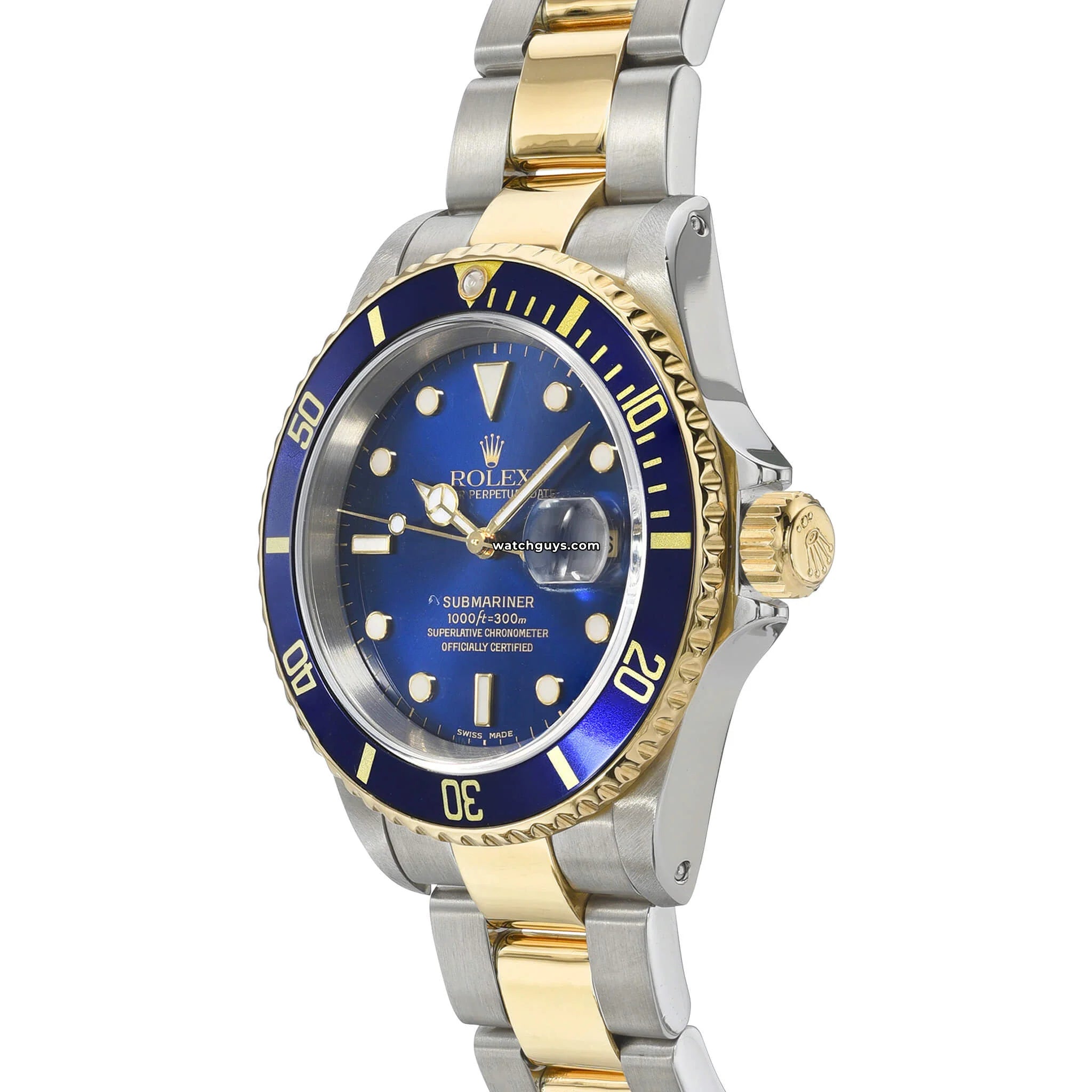 Authentic Rolex Submariner 16613 Blue & Gold Two-Tone Men's Luxury Dive Watch - Perfect for Diving, Business & Special Occasions
