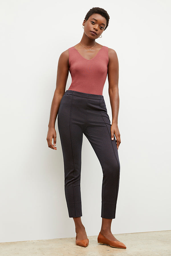 Colby Pant Stretch Foulard Knit Women's Casual Pants - Navy Multi Color for Work, Travel & Everyday Comfort