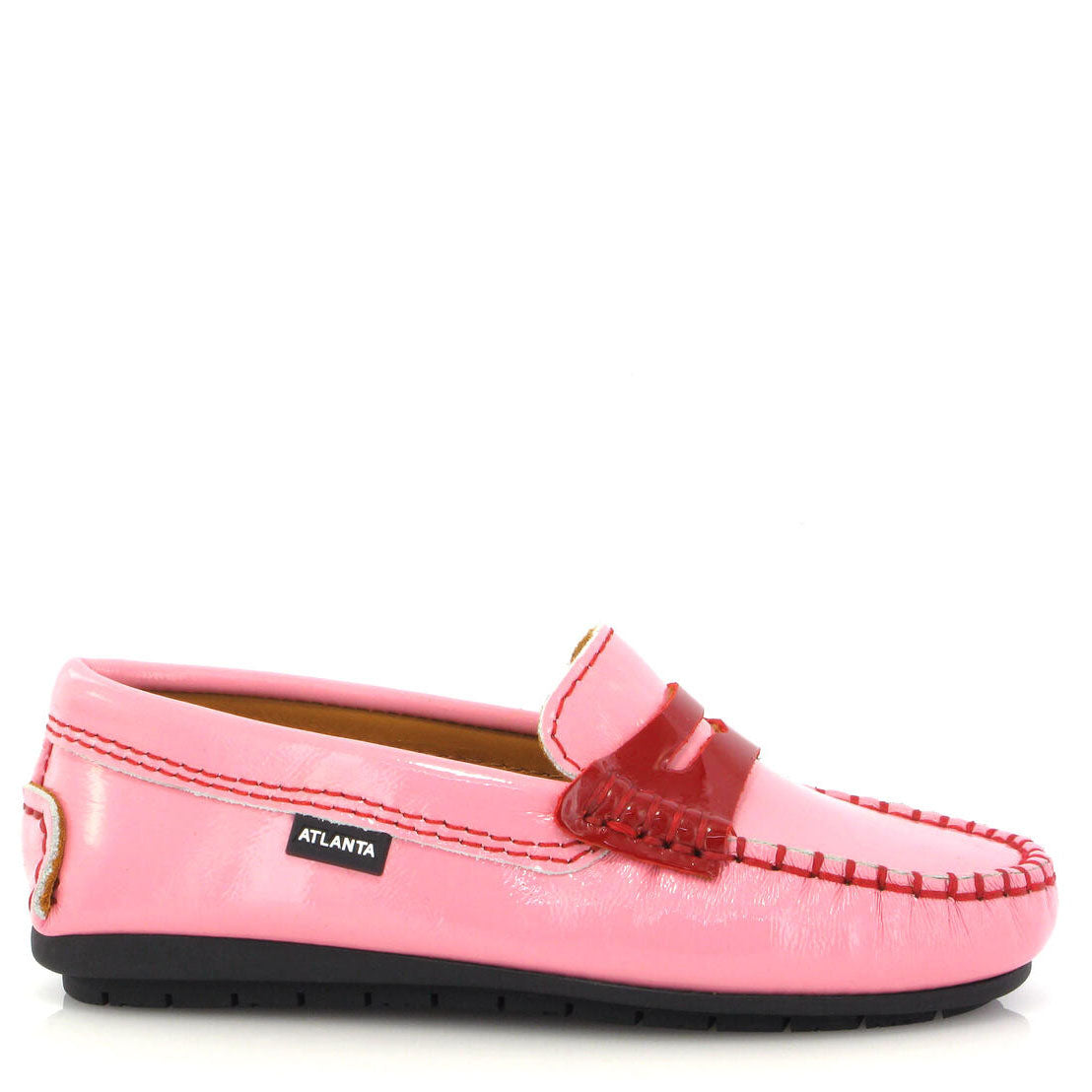 Atlanta Moccasin Penny Loafers for Women - Soft Pink & Red Leather Slip-On Shoes | Comfortable Casual & Office Wear