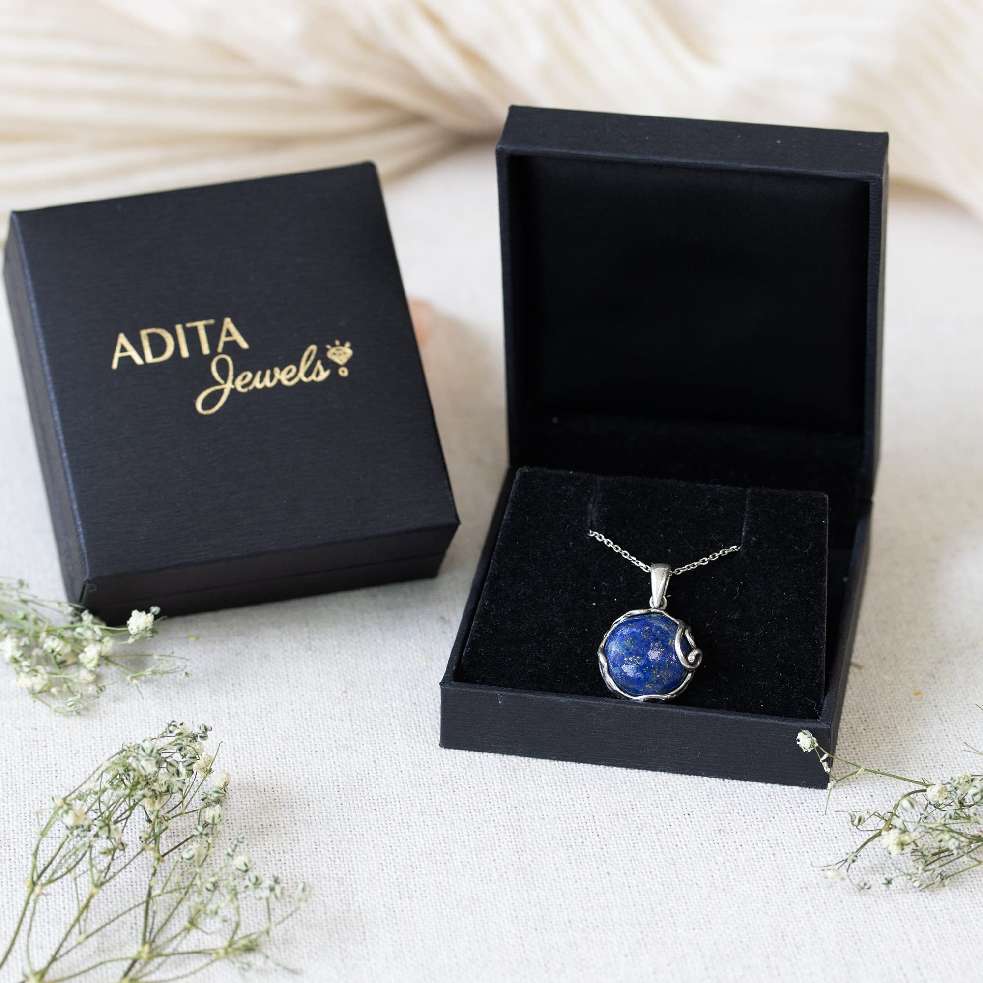 925 Sterling Silver Lapis Lazuli Necklace for Women - December Birthstone Jewelry - Elegant Silver Pendant Necklace - Statement & Everyday Jewelry - Gift for Her - Perfect for Parties, Office & Special Occasions